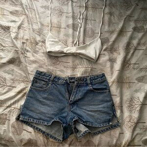 lei Vintage-Inspired Blue Denim Jean Shorts